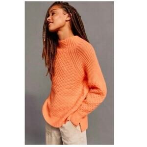 Anthropologie Bia Coral Mock Neck Tunic Sweater XS Alpaca Cozy Boho Oversized